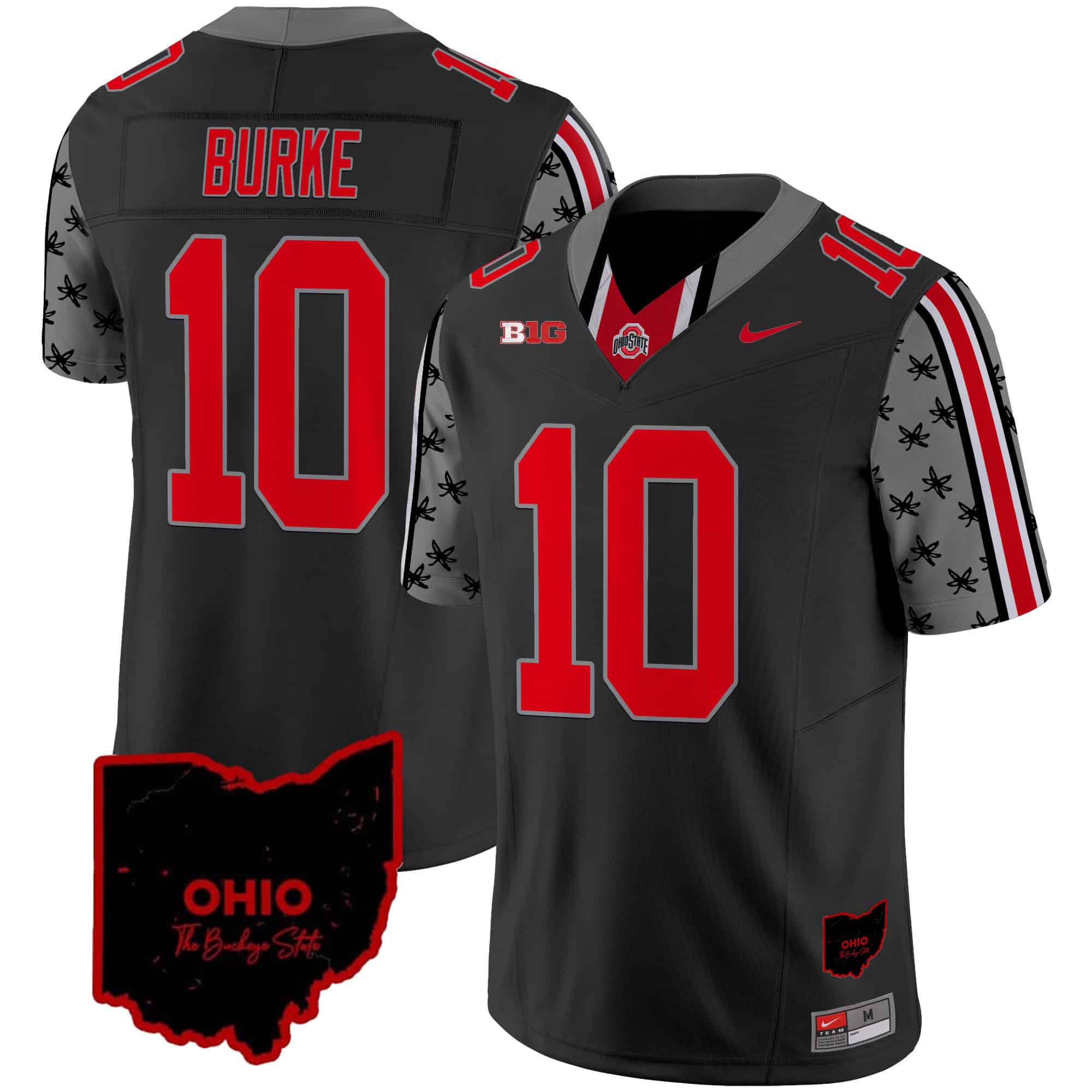 Men Ohio State Buckeyes #10 Burke Black 2024 Nike Home Patch Vapor Limited NCAA Jersey style 1